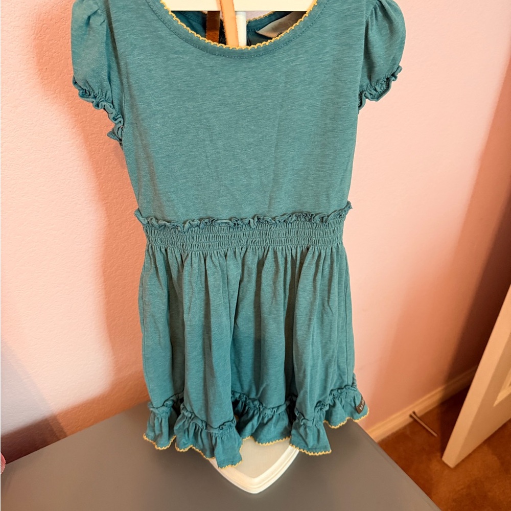 Matilda Jane Teal Dress with Gold Accent